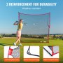 Mujer practicando swing de golf con red de práctica de golf VEVOR en un pintoresco campo al aire libre, resaltando la durabilidad.