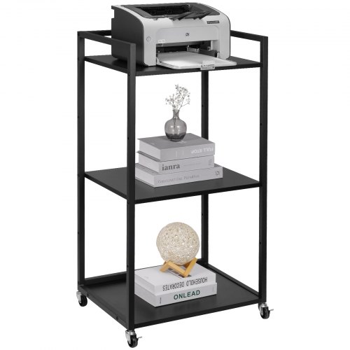 VEVOR Soporte de Impresora 3 Niveles Estante de Impresora Móvil 52x40x102 cm Carro de Impresora de Acero al Carbono Capacidad de Carga 45kg por Capa Armario de Almacenamiento Escáner Fax Oficina Hogar
