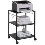 VEVOR Soporte de Impresora 3 Niveles Estante de Impresora Móvil 42x35x60 cm Carro de Impresora de Acero al Carbono Capacidad de Carga 20 kg por Capa Armario de Almacenamiento Escáner Fax Oficina Hogar