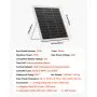 VEVOR Kit de Panel Solar Monocristalino 12 V y 20 W, Cargador de Batería con Controlador MPPT Inteligente y Soporte de Montaje Ajustable, IP67 Resistente al Agua para Coche, Barco, Autocaravana