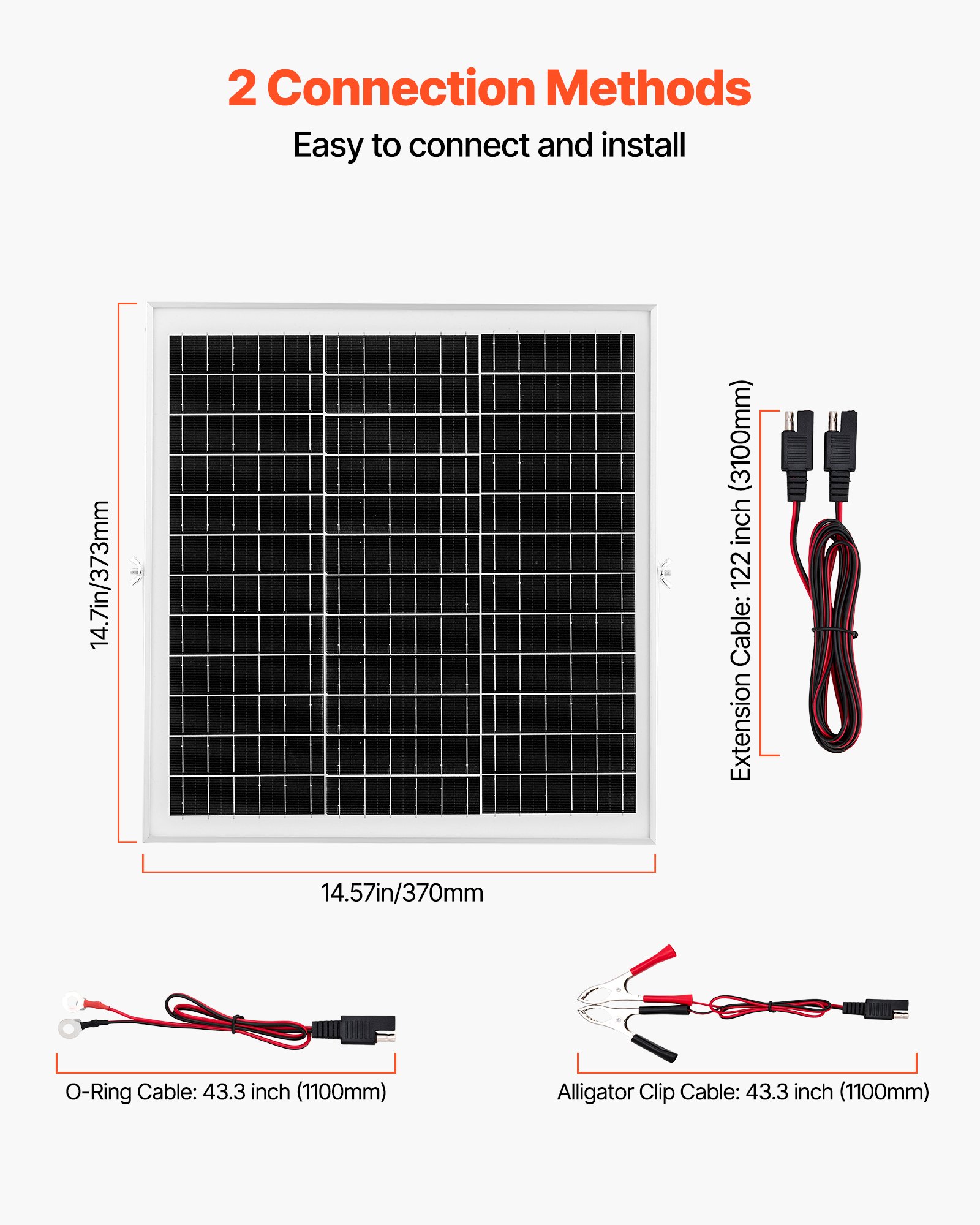 VEVOR Kit de Panel Solar Monocristalino 12 V y 20 W, Cargador de Batería con Controlador MPPT Inteligente y Soporte de Montaje Ajustable, IP67 Resistente al Agua para Coche, Barco, Autocaravana