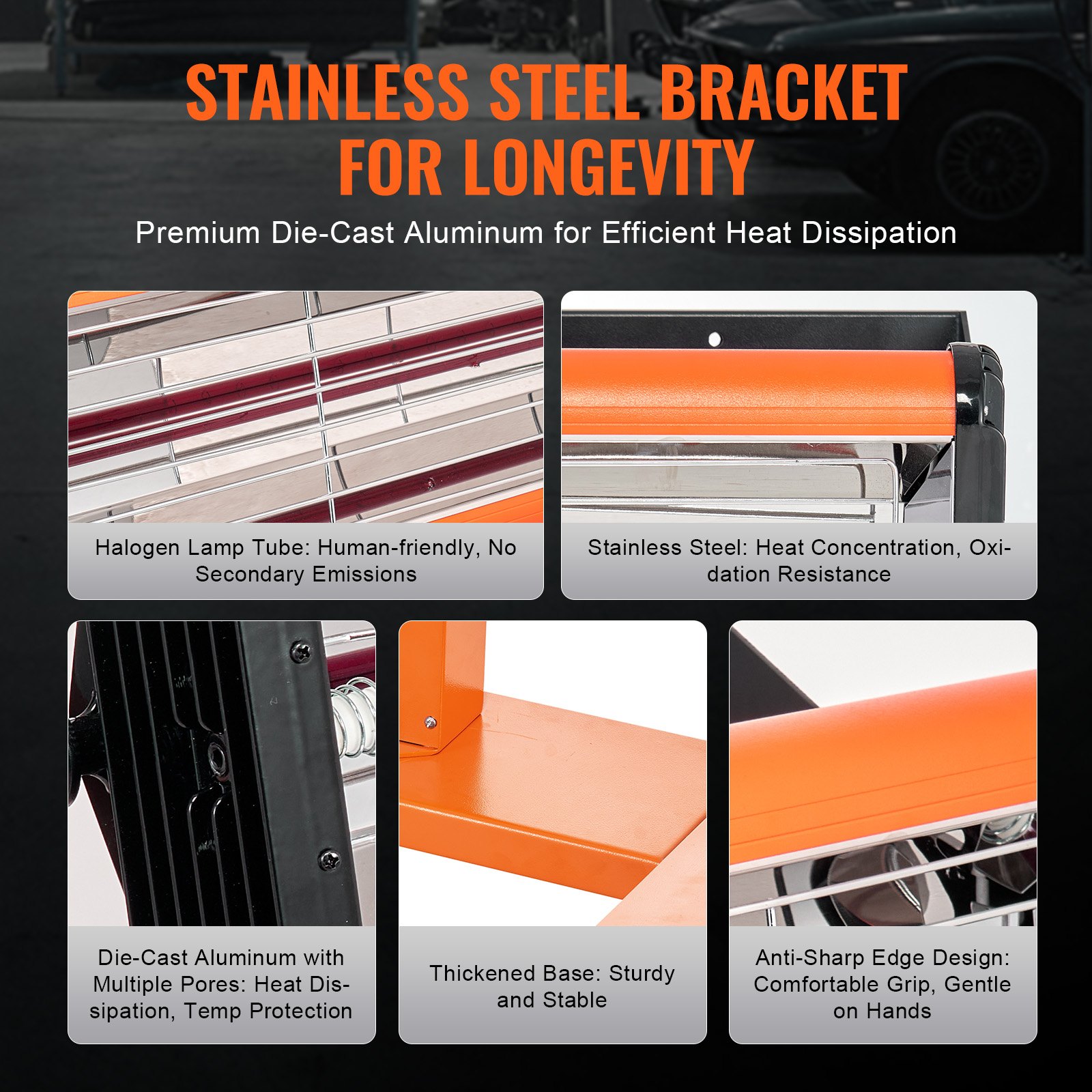 VEVOR Lámpara de curado por infrarrojos, 3300 W, tiempo de 1 a 60 min, luz de curado para coche con calefacción automática con soporte, calentadores de cabina de horneado en aerosol para área de horneado de 8,61 pies cuadrados, secador de pintura para reparación in situ, secado del motor, 1 paquete