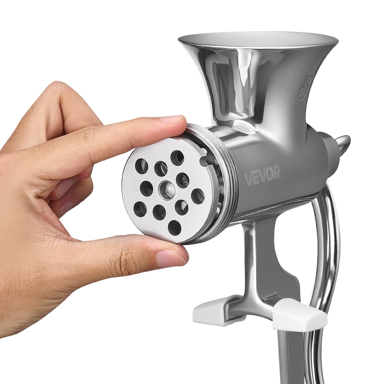 VEVOR Picadora de Carne Manual de Acero Inoxidable 304 con Manivela y Abrazadera de Acero para Mesa Máquina para Moler Carne con 2 Placas de Corte y 4 Tubos Ideal para Carne de Res, Restaurante