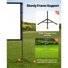 VEVOR Pantalla de Proyector de 254 cm con 2 Trípodes 16:9 4K HD Ángulo de 160°