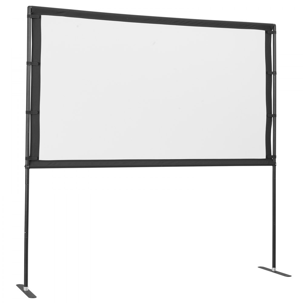 VEVOR Pantalla de Proyector con 2 Soportes de Pie Plano, Pantalla de Proyección Portátil Antiarruga de 203,2 cm con Bolsa de Transporte Ángulo Amplio de 160° 16:9 4K HD para Cine en Casa