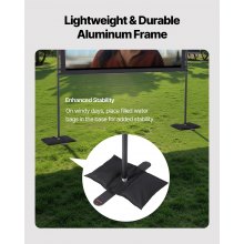 VEVOR Pantalla de Proyector 203,2 cm con 2 Soportes de Pie Plano 160° 16:9 4K HD