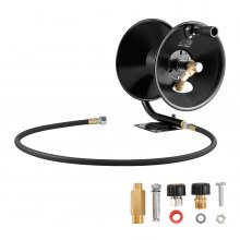 VEVOR Carrete de Manguera para Hidrolavadora, de Acero, con Soporte para Pared y Suelo, Presión Máxima de 275,8 bar, con Manivela Manual para Lavado de Coches, Suelo y Jardín, 15,2 m x 9,5 mm