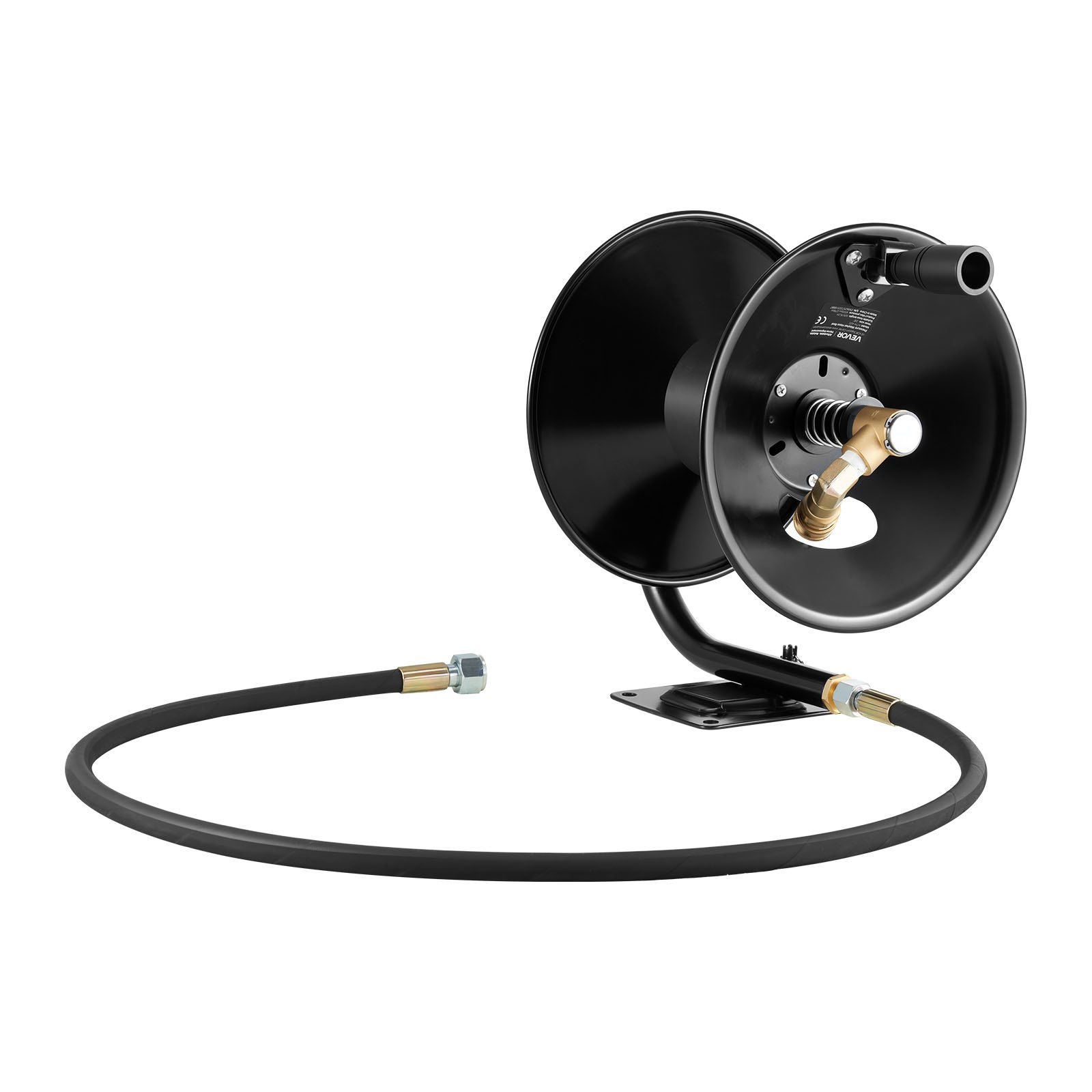 VEVOR Pressure Washer Hose Reel, 15.2 m x 9.5 mm Heavy-Duty Steel Bracket-Mounted Pressure Hose Reel, Wall/Floor/Truck Mount, 4000PSI Max, Manual Power Hand Crank for Water, with Grip Handle