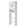 VEVOR Armario de Almacenamiento para Inodoro con Puerta Doble y Estante Ajustable, Organizador para Ahorrar Espacio sobre el Inodoro con Estante Abierto, Carga 30 kg, Blanco, 600 x 210 x 1651 mm