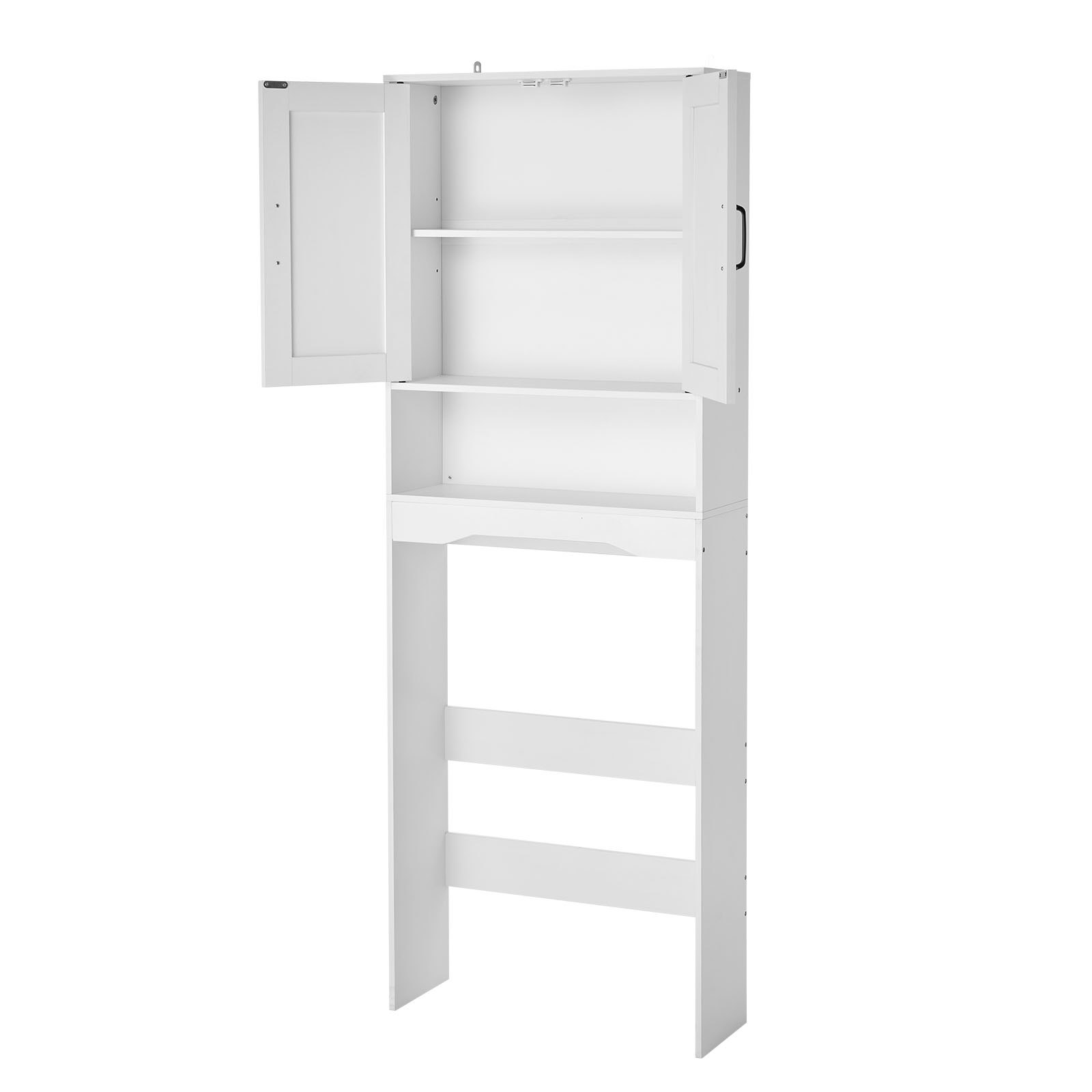 VEVOR Armario de Almacenamiento para Inodoro con Puerta Doble y Estante Ajustable, Organizador para Ahorrar Espacio sobre el Inodoro con Estante Abierto, Carga 30 kg, Blanco, 600 x 210 x 1651 mm