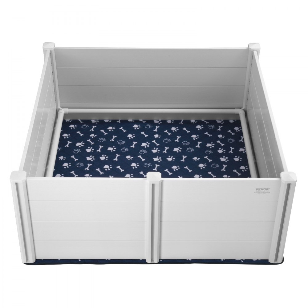 VEVOR Parque de Parto para Perros 150x150x61 cm Jaula de Parto de Doble Zona para Perros Cachorros con Rieles Alfombrilla Lavable para Orinar Caja de Nacimiento para Cachorros Recién Nacidos, Blanco