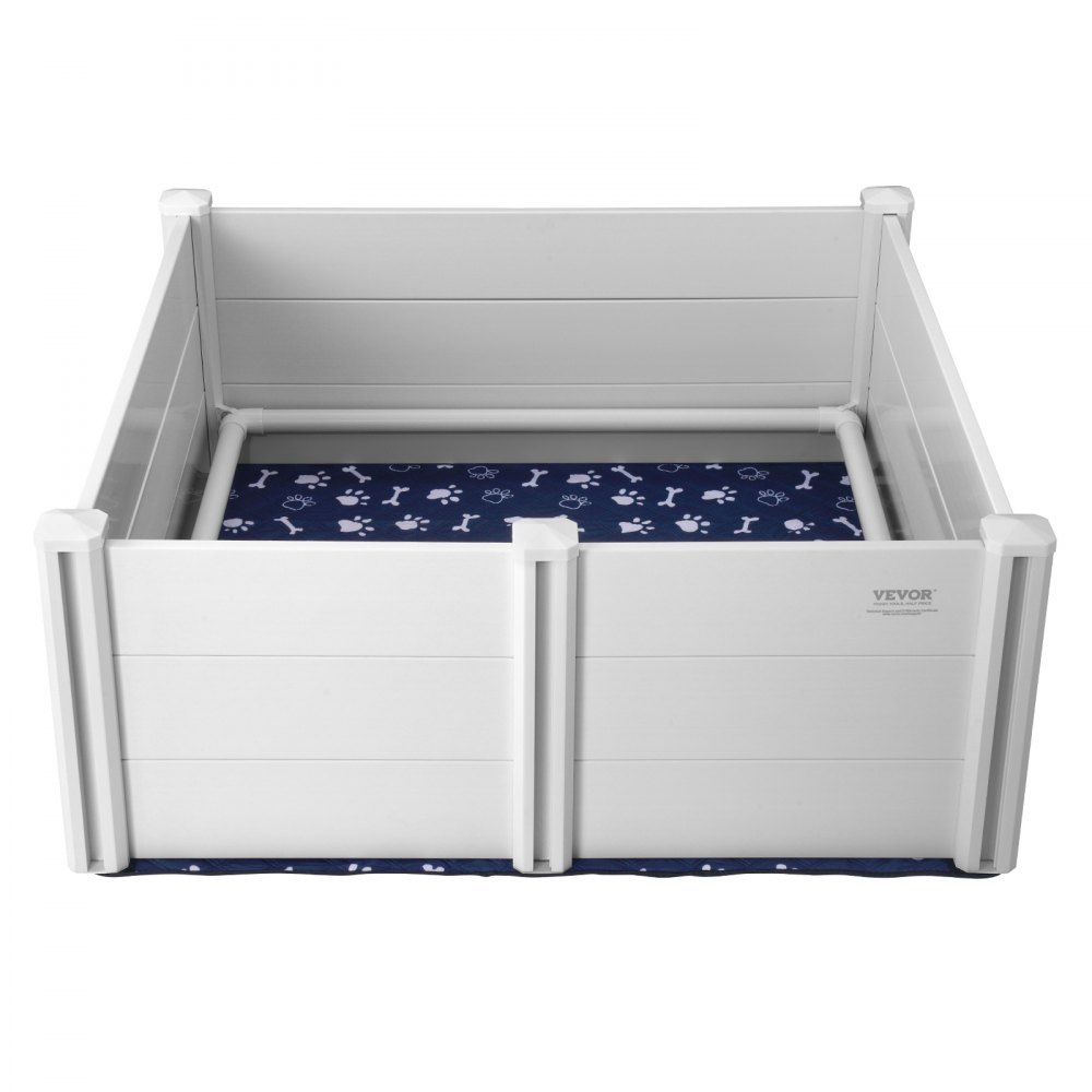 VEVOR Parque de Parto para Perros 122x122x46 cm Jaula de Parto de Doble Zona para Perros Cachorros con Rieles Alfombrilla Lavable para Orinar Caja de Nacimiento para Cachorros Recién Nacidos, Blanco