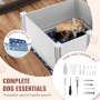 VEVOR Parque de Parto para Perros 98x98x46 cm Jaula de Parto de Doble Zona para Perros Cachorros con Rieles Alfombrilla Lavable para Orinar Caja de Nacimiento para Cachorros Recién Nacidos, Blanco