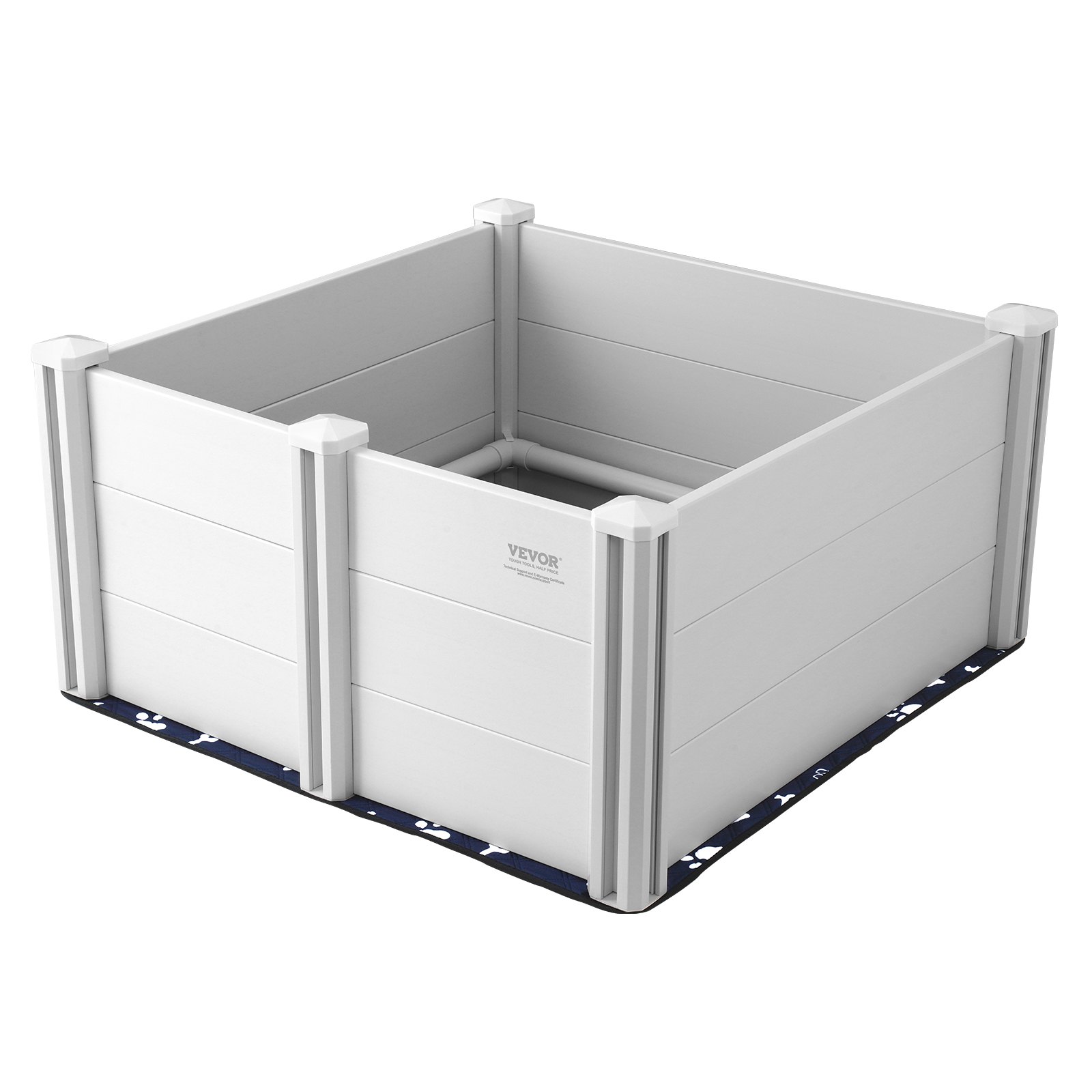 VEVOR Parque de Parto para Perros 98x98x46 cm Jaula de Parto de Doble Zona para Perros Cachorros con Rieles Alfombrilla Lavable para Orinar Caja de Nacimiento para Cachorros Recién Nacidos, Blanco