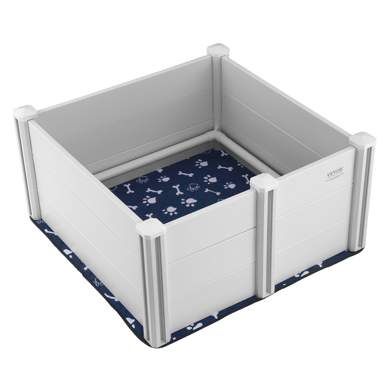 VEVOR Parque de Parto para Perros 98x98x46 cm Jaula de Parto de Doble Zona para Perros Cachorros con Rieles Alfombrilla Lavable para Orinar Caja de Nacimiento para Cachorros Recién Nacidos, Blanco