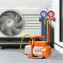 VEVOR 3,5 CFM Bomba de Vacío y Manómetro de Aire Acondicionado Bomba de Vacío de Una Etapa Kit de Manómetro de Colector de Refrigerante de Aire Acondicionado con Mangueras para R134a, R12, R22, R502a