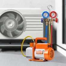 VEVOR 3,5 Cfm Kit De Bomba De Vacío De Una Etapa Y Manómetro Para Sistemas Hvac Compatibles Con Refrigerantes R134a, R22, R12 Y R502