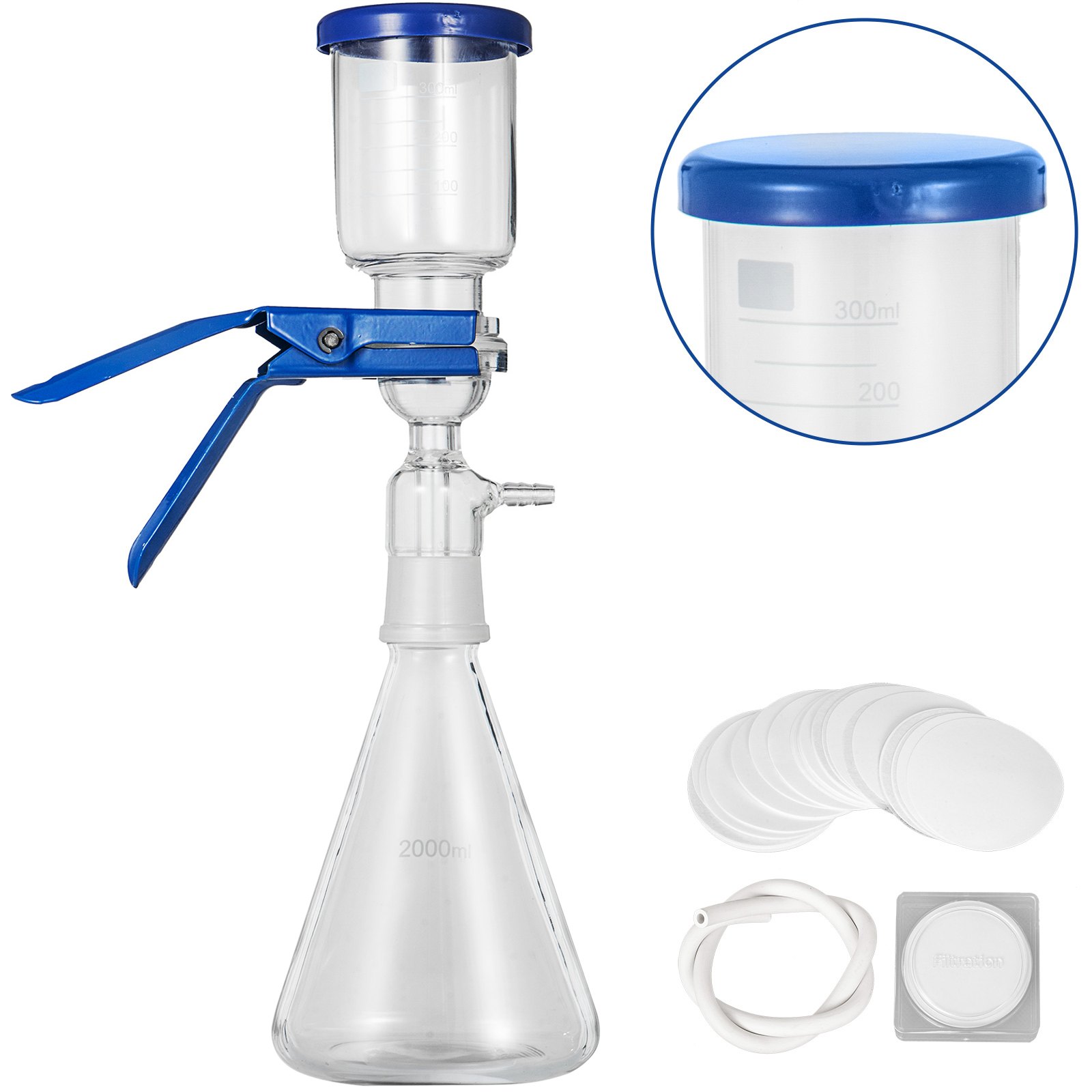 Juego De Filtración Al Vacío Matraz 2000 Ml Embudo De 300 Ml Filtrado Al Vacío