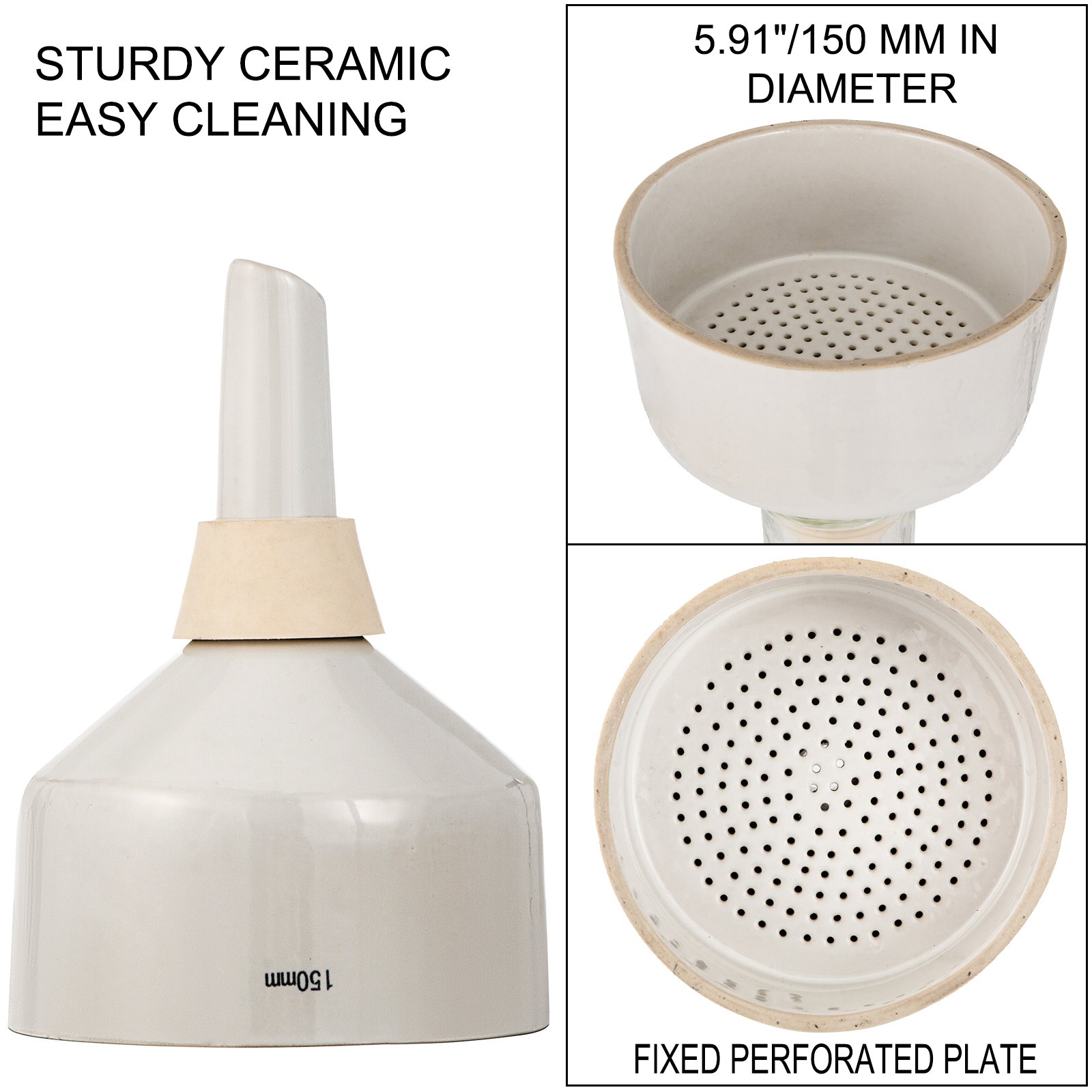 Vevor Aparato De Embudo Buchner Frasco De Embudo Buchner Embudo De Vacío 150 Mm