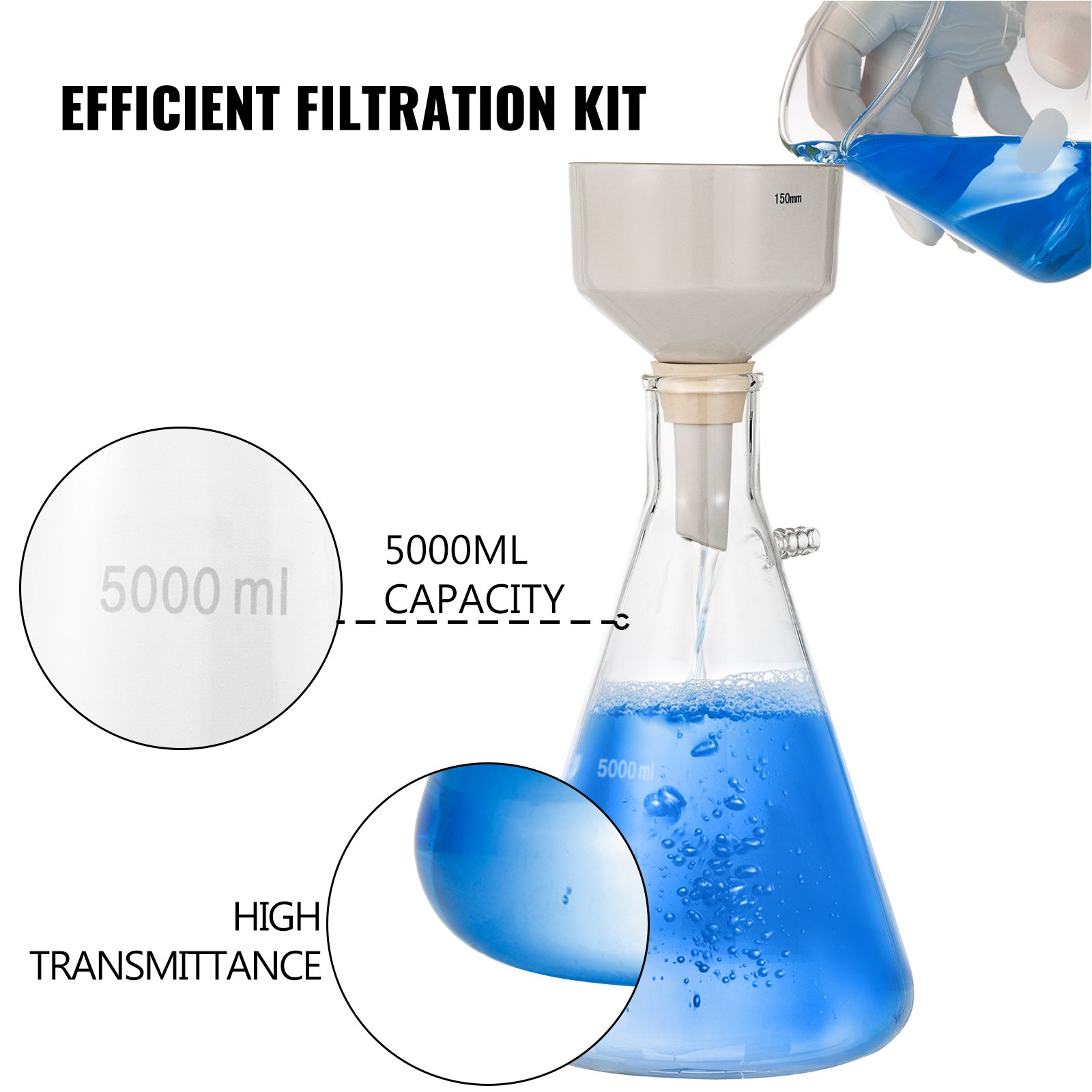 Vevor Aparato De Embudo Buchner Frasco De Embudo Buchner Embudo De Vacío 150 Mm