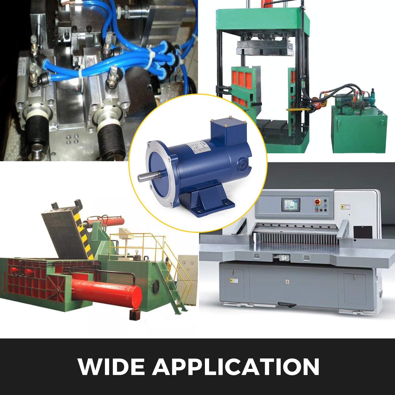 VEVOR Motor CC 1/2 HP Motor de imán permanente Velocidad nominal 1750 RPM Motor eléctrico 90 V Carcasa azul Fácil de instalar para industria ligera, textil, química, impresión