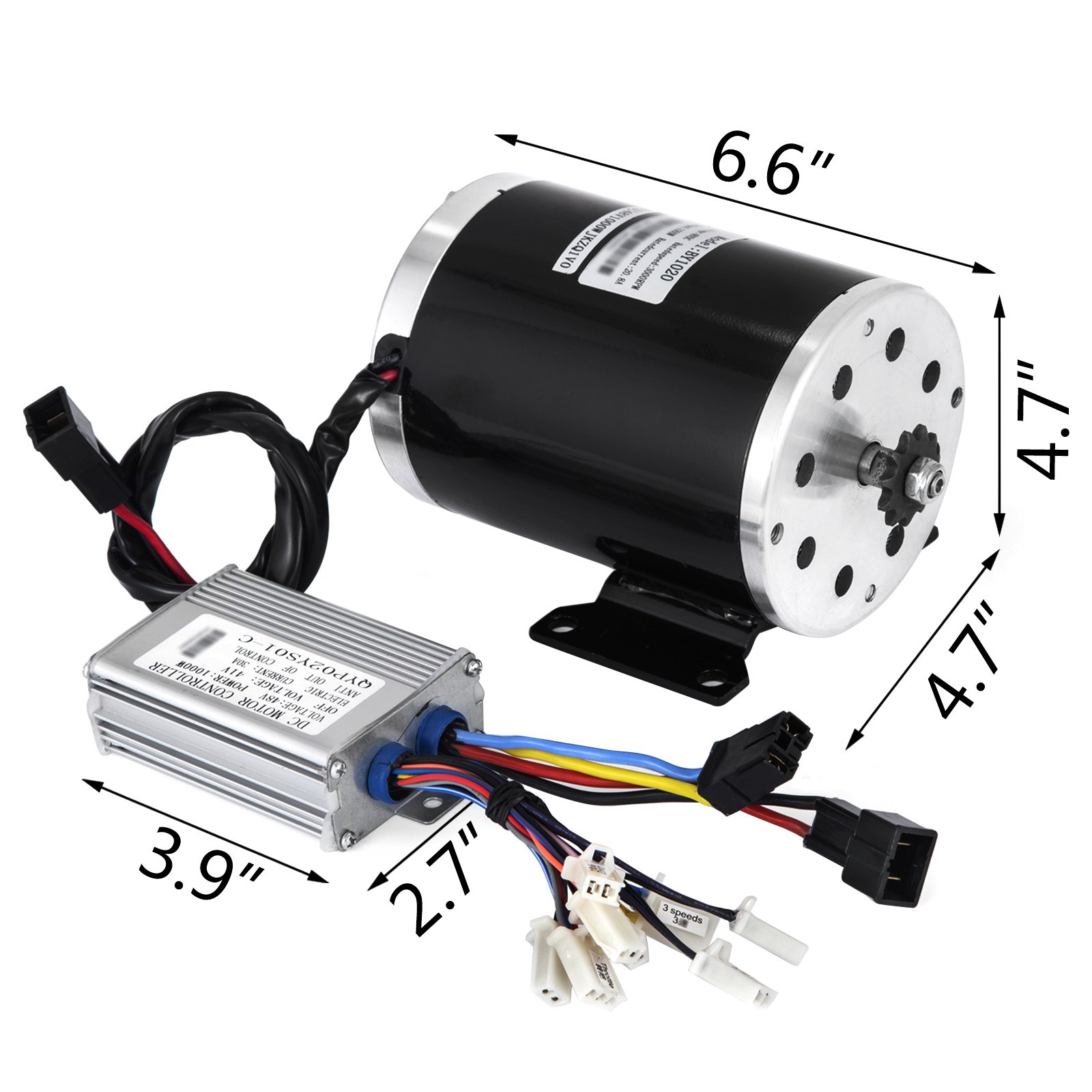 Motor Eléctrico Cepillado 48v Cc 1000w Motor Con Controlador Velocidad 3000rpm