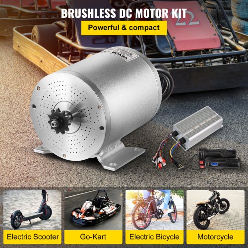 VEVOR Kit de Motor sin Escobillas con Controlador 72 V 3000 W Motor Eléctrico CC 43 A 4900 RPM Alta Velocidad Kit de Conversión de Motor sin Escobillas 4,07 HP para Kart, Scooter, Bicicleta Eléctrica