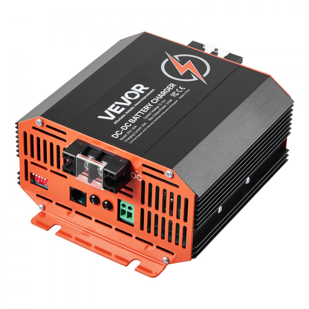 VEVOR 30 A 375 W Cargador Integrado de CC a CC de Batería con Carga Inteligente Multietapa para Baterías de Plomo-Ácido, Litio, AGM, GEL para Autocaravanas, Vehículos Comerciales, Barcos y Yates