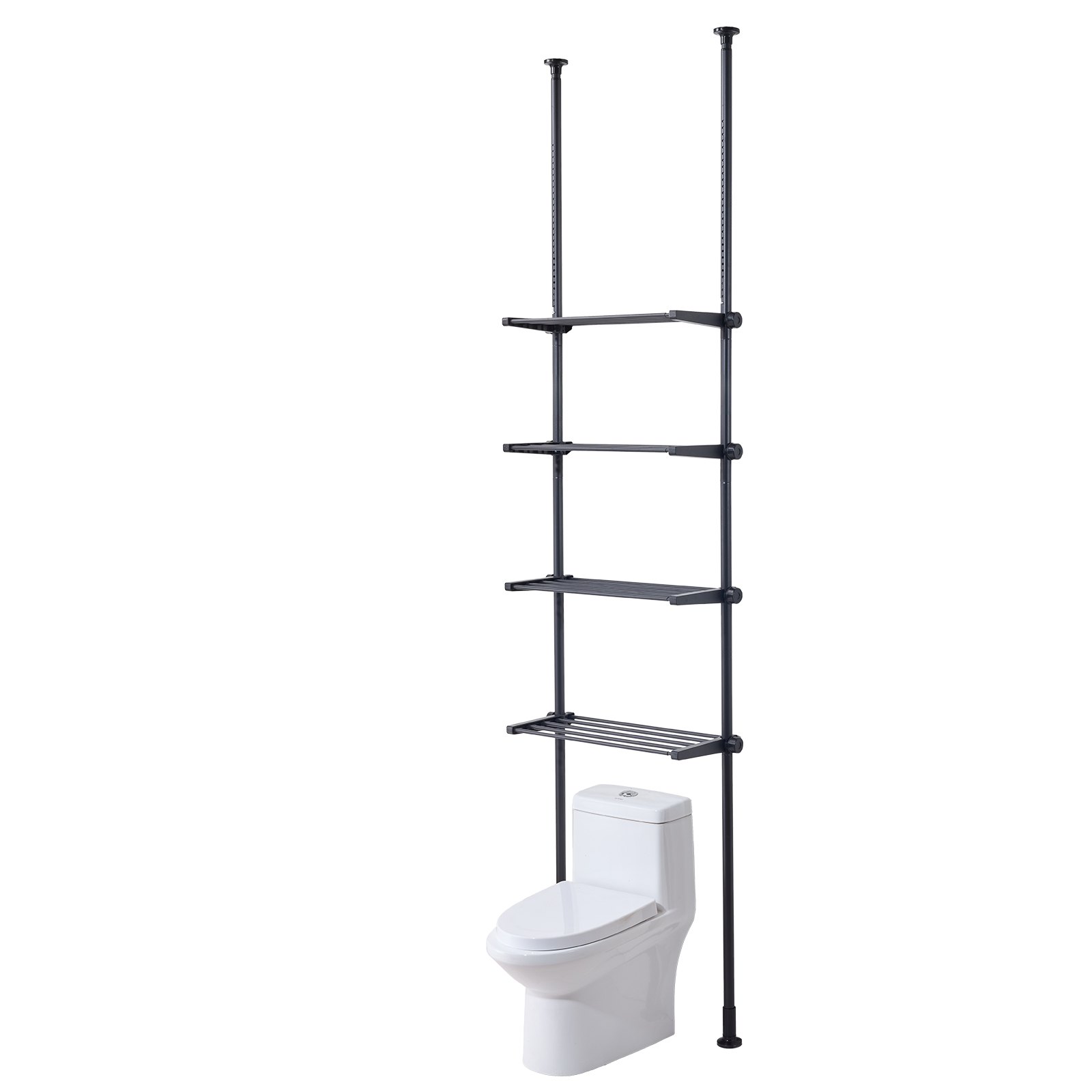 VEVOR Estante para Inodoro Ajustable de 4 Niveles Almacenamiento sobre Inodoro de Acero con Bajo Contenido de Carbono Muebles de Baño Fácil Montaje Adecuado para la Mayoría de los Inodoros, Lavadero