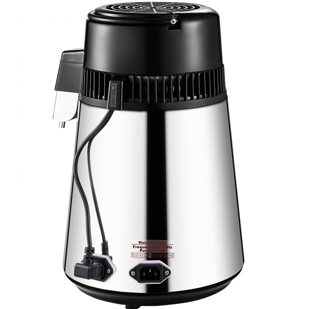 Vevor 4 L Destilador De Agua 750 W Purificador De Agua Acero Inoxidable Plata
