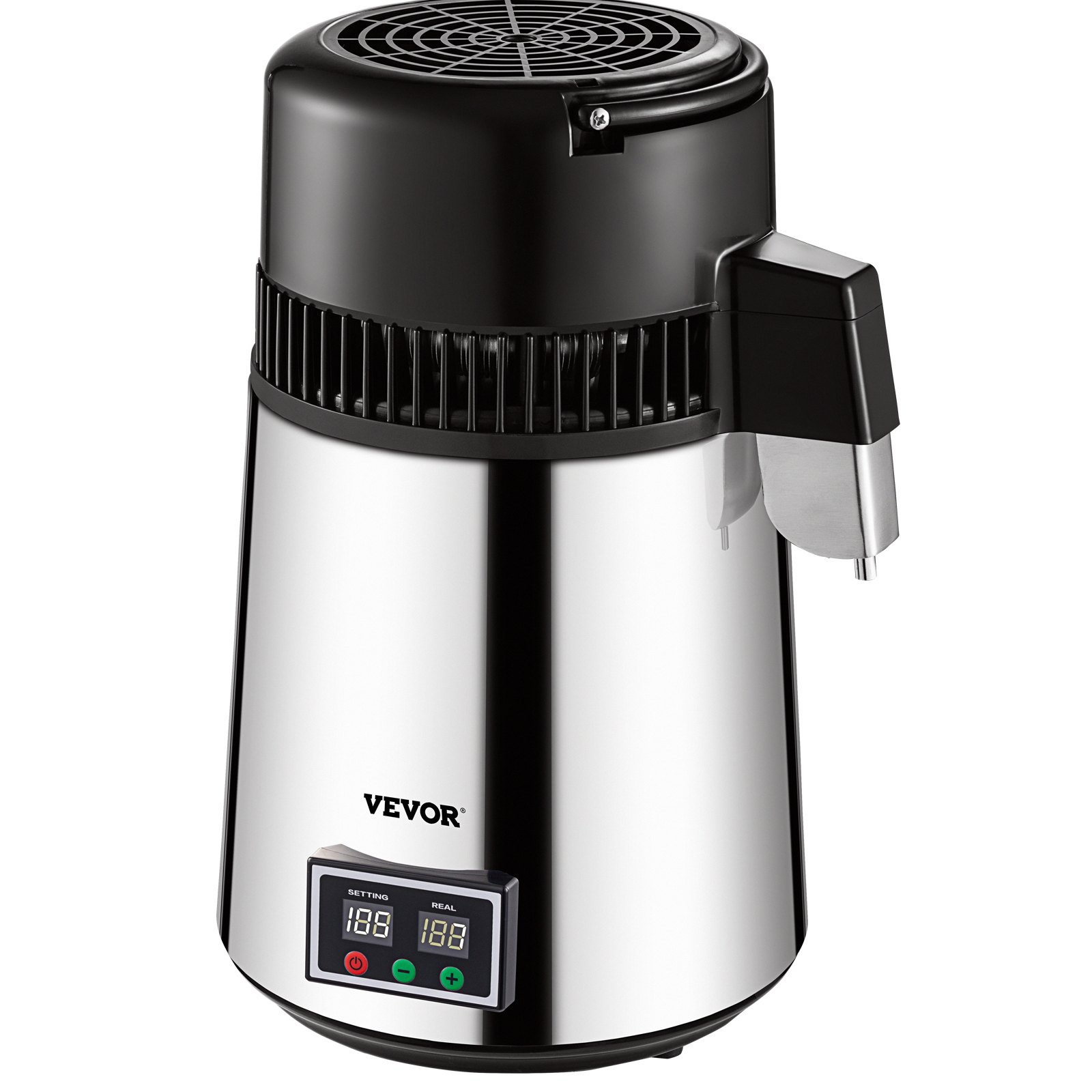 Vevor 4 L Destilador De Agua 750 W Purificador De Agua Acero Inoxidable Plata