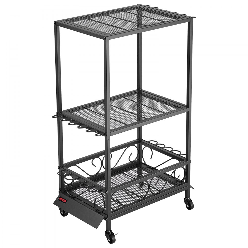 VEVOR Soporte para Cañas de Pescar 10 Postes, Carrito Móvil con Ruedas, Organizador de Equipo de Pesca para Garaje, Hogar, Interior, para Caja de Aparejos, Carrete, Accesorios, 555 x 330 x 860 mm