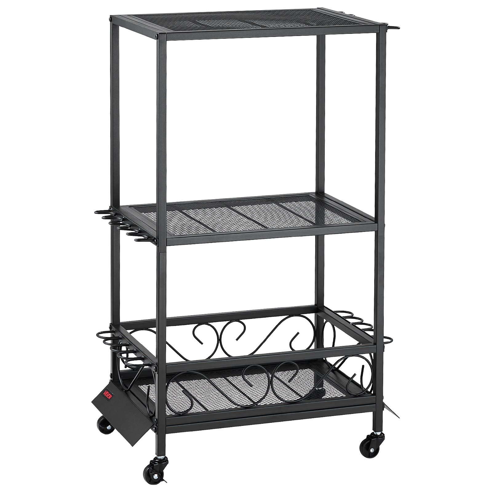 VEVOR Soporte para Cañas de Pescar 10 Postes, Carrito Móvil con Ruedas, Organizador de Equipo de Pesca para Garaje, Hogar, Interior, para Caja de Aparejos, Carrete, Accesorios, 555 x 330 x 860 mm