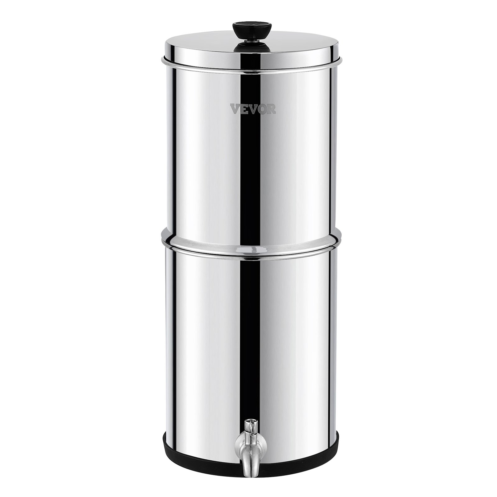 VEVOR Sistema de Filtración de Agua por Gravedad 5,5 L Filtro de Agua por Gravedad para Encimera Acero Inoxidable 304 Reduce Plomo y hasta 99% de Cloro con 2 Filtros de Carbón y Grifo para Hogar