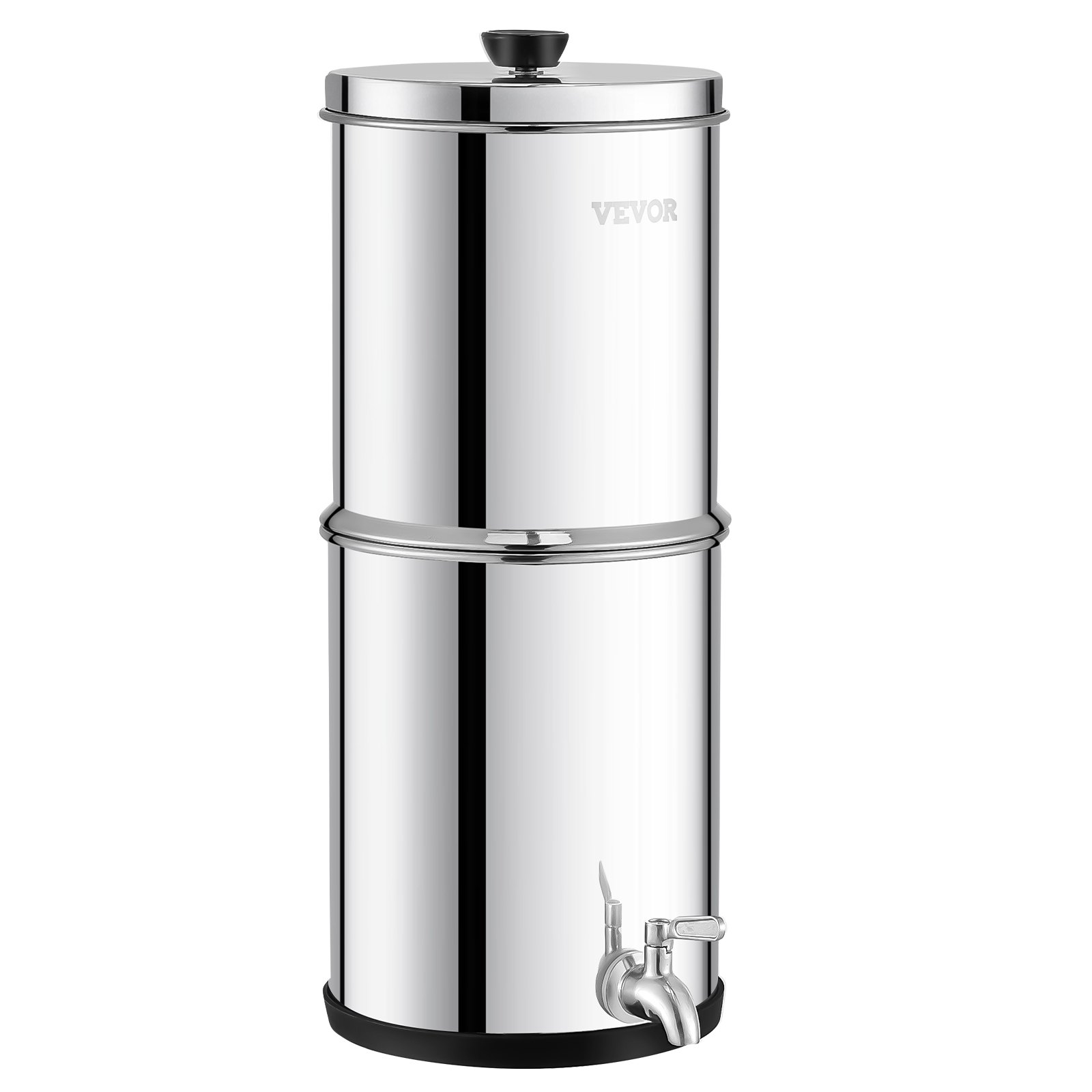 VEVOR Sistema de Filtración de Agua por Gravedad 5,5 L Filtro de Agua por Gravedad para Encimera Acero Inoxidable 304 Reduce Plomo y hasta 99% de Cloro con 2 Filtros de Carbón y Grifo para Hogar