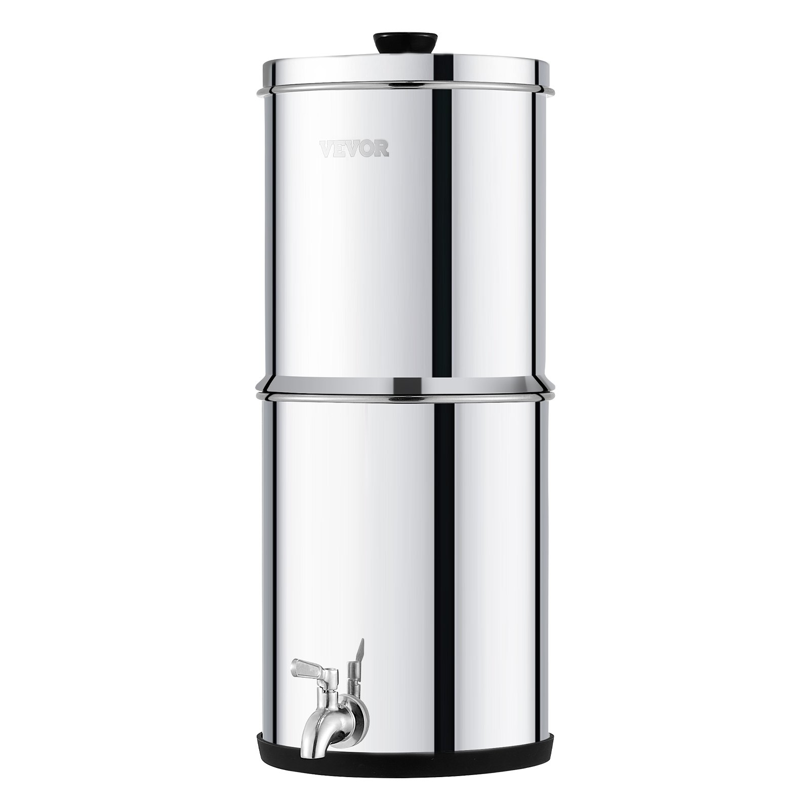 VEVOR Sistema de Filtración de Agua por Gravedad 5,5 L Filtro de Agua por Gravedad para Encimera Acero Inoxidable 304 Reduce Plomo y hasta 99% de Cloro con 2 Filtros de Carbón y Grifo para Hogar