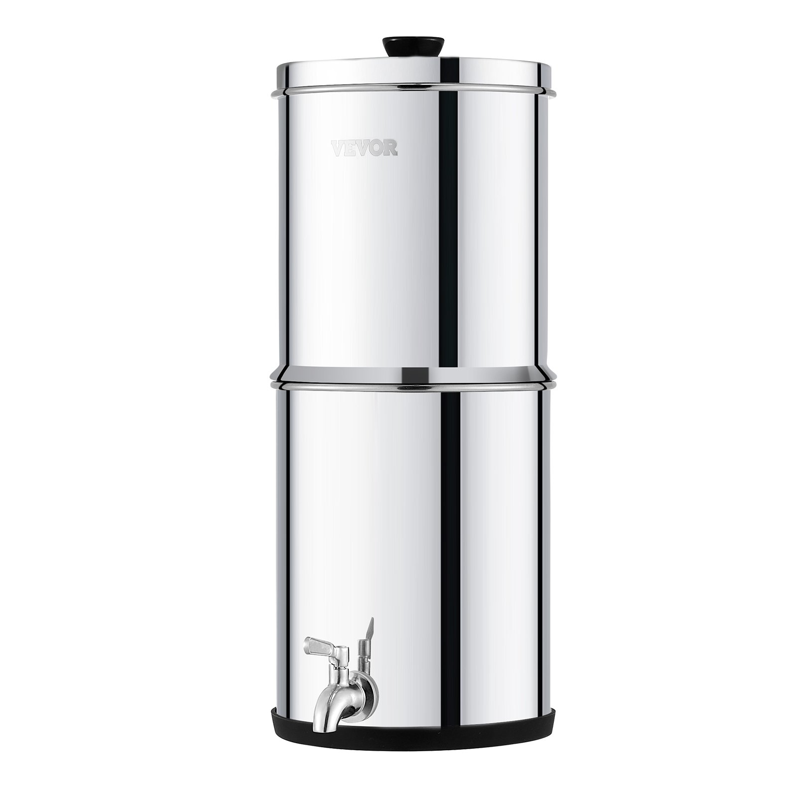 VEVOR Sistema de Filtración de Agua por Gravedad 5,5 L Filtro de Agua por Gravedad para Encimera Acero Inoxidable 304 Reduce Plomo y hasta 99% de Cloro con 2 Filtros de Carbón y Grifo para Hogar