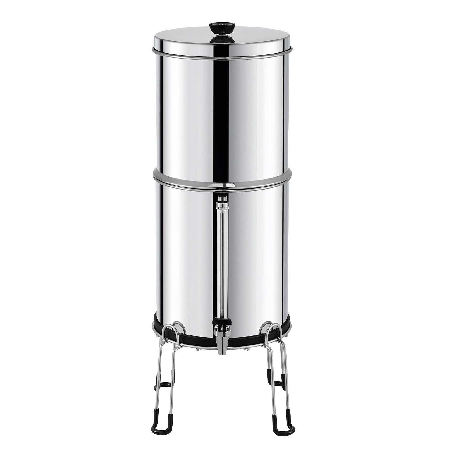 VEVOR Sistema de Filtración de Agua por Gravedad 8,5L Sistema de Encimera Acero Inoxidable Reduce Plomo y hasta 99% de Cloro con Filtros de Carbón y Cerámica Grifo Nivel de Agua Visible para Camping