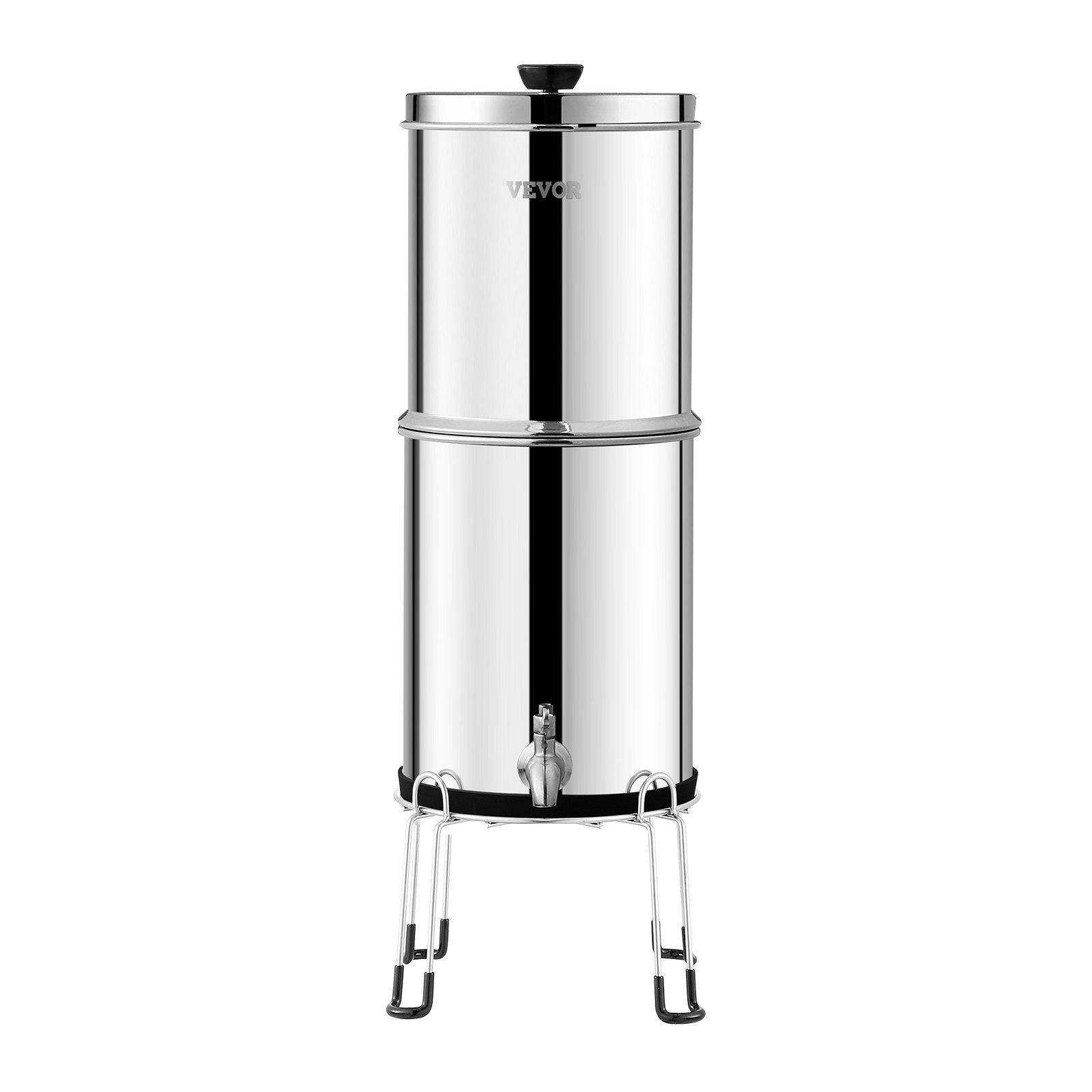 VEVOR Sistema de Filtración de Agua por Gravedad 8,5 L Acero Inoxidable 304 Filtro de Agua por Gravedad Reducción de Plomo y hasta 99% de Cloro con Filtros de Carbón y Cerámica, Grifo y Soporte