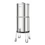 VEVOR Sistema de Filtración de Agua por Gravedad 8,52 L Acero Inoxidable, Reduce el Plomo y Hasta 99 % del Cloro, Con 2 Filtros de Carbón y 2 Filtros Desfluorantes, Con Grifo y Soporte, Para Encimera