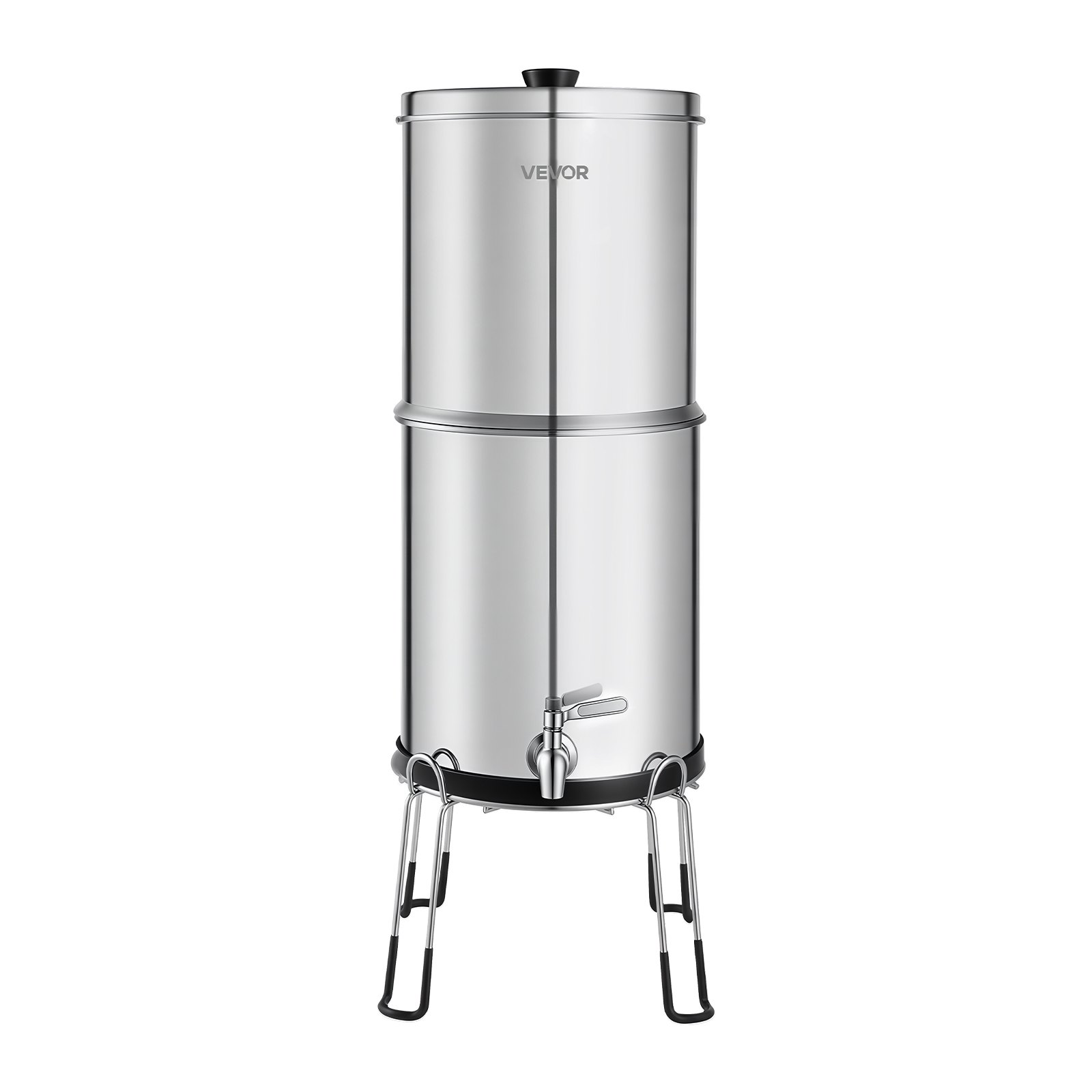 VEVOR Sistema de Filtración de Agua por Gravedad 8,52 L Acero Inoxidable, Reduce el Plomo y Hasta 99 % del Cloro, Con 2 Filtros de Carbón y 2 Filtros Desfluorantes, Con Grifo y Soporte, Para Encimera