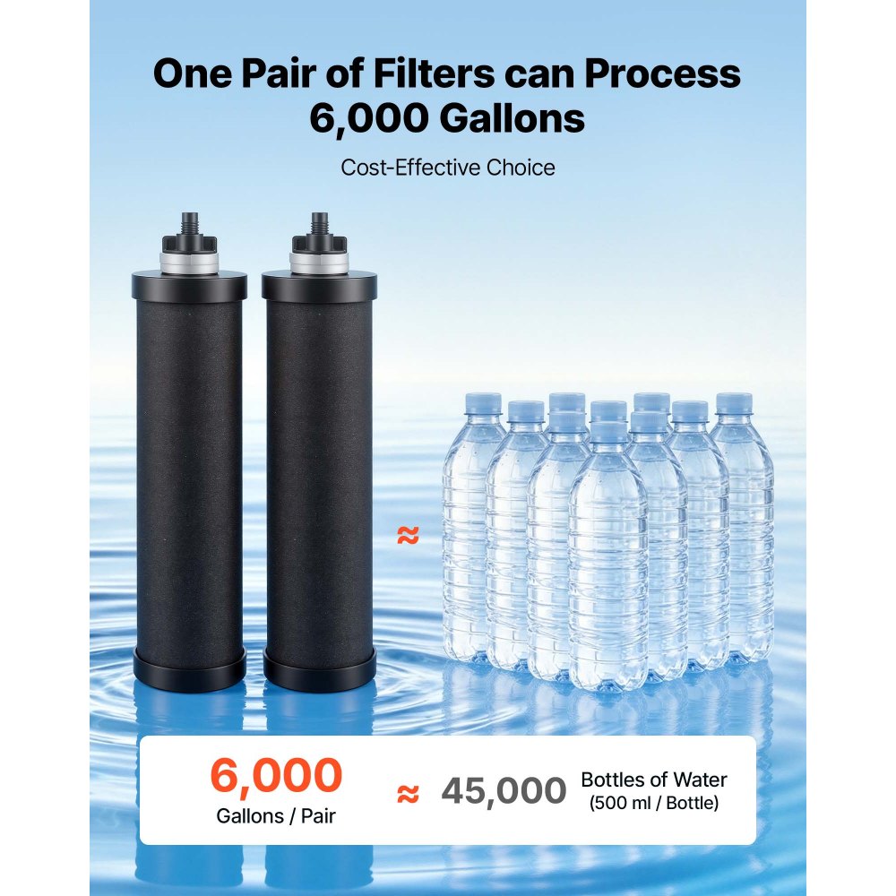 VEVOR Sistema de Filtración de Agua por Gravedad 12,3 L Nivel Visible, De Acero Inoxidable, Reduce Plomo y Hasta 99% del Cloro, Con 2 Filtros de Carbón, Con Grifo y Soporte, Para Hogar, Camping