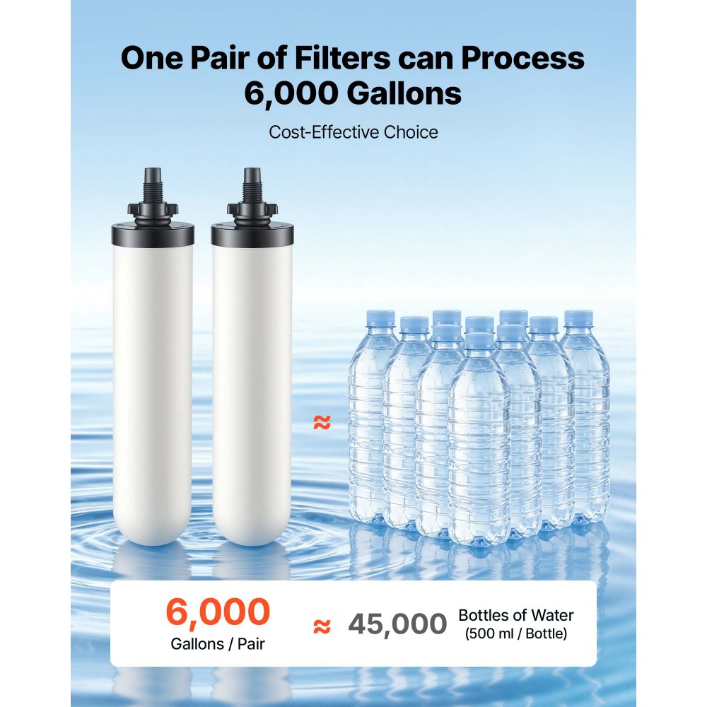VEVOR Sistema de Filtración de Agua por Gravedad 11,36 L Acero Inoxidable, Reduce el Plomo y Hasta el 99 % del Cloro, Con 2 Filtros de Carbón Cerámico, Con Grifo, Para Encimera, Para Hogar, Camping