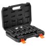 VEVOR Axle Nut Impact Socket Set, 1/2" Drive Deep 6+12-Point 14-Piece Metric Spindle Nut Socket Set, CR-V Heat Treated Large Socket Set with Storage Case, Auto Repair, Removing or Installing Axle Nuts