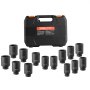 VEVOR Axle Nut Impact Socket Set, 1/2" Drive Deep 6+12-Point 14-Piece Metric Spindle Nut Socket Set, CR-V Heat Treated Large Socket Set with Storage Case, Auto Repair, Removing or Installing Axle Nuts