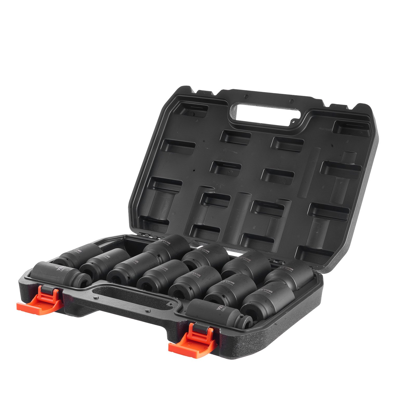 VEVOR 14 PCS Kit de Dados de Impacto de Tuercas de Eje con Estuche de Almacenamiento Kit de Dados para Tuercas de Eje Métricos de 6+12 Puntas con Impulsión de 12,7 mm para Reparación de Automóviles