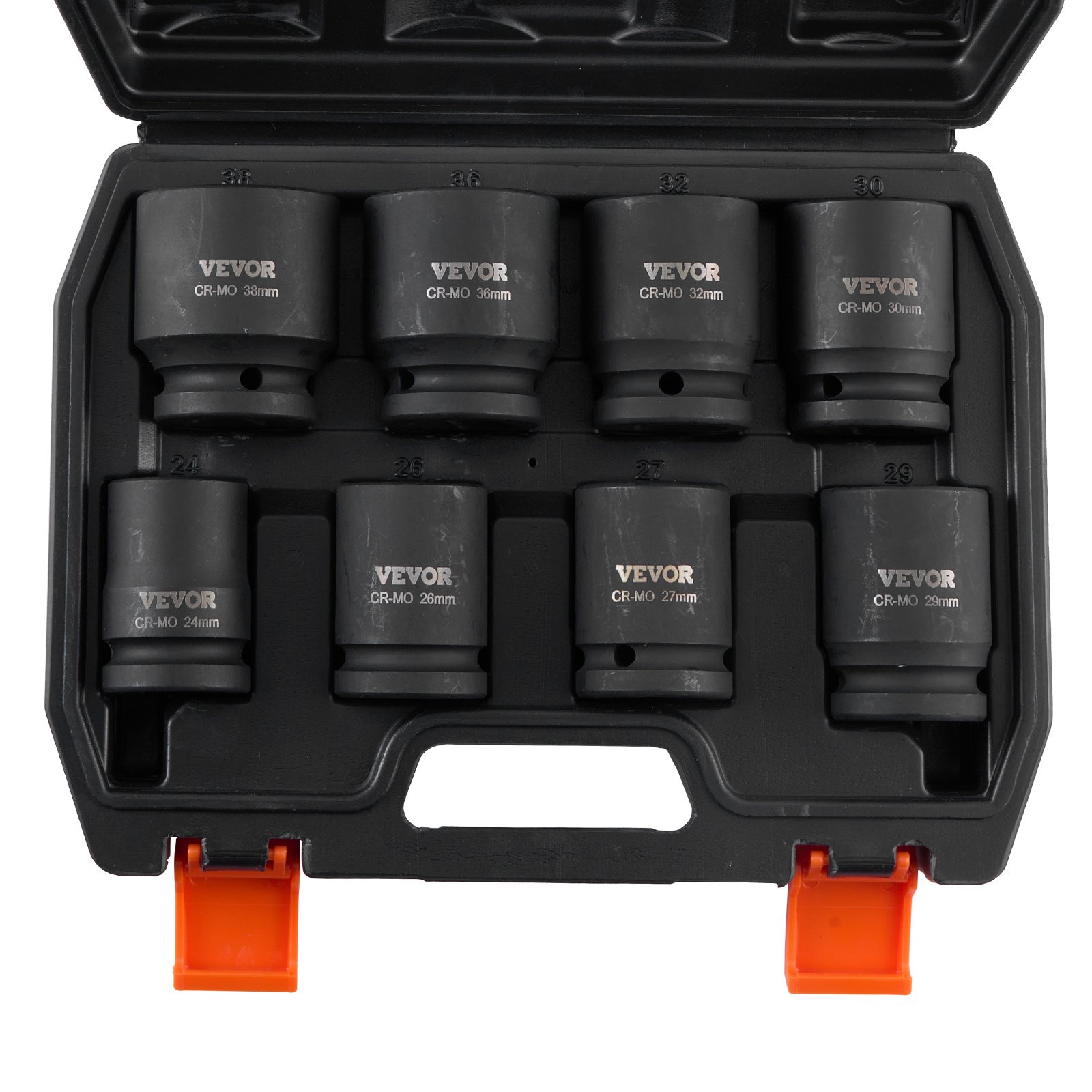 VEVOR 8 PCS Juego de Dados de Impacto para Tuercas de Eje Métricos de 6 Puntas con Impulsión de 19,05 mm con Estuche de Almacenamiento para Reparación de Automóviles, Extracción o Instalación, Negro