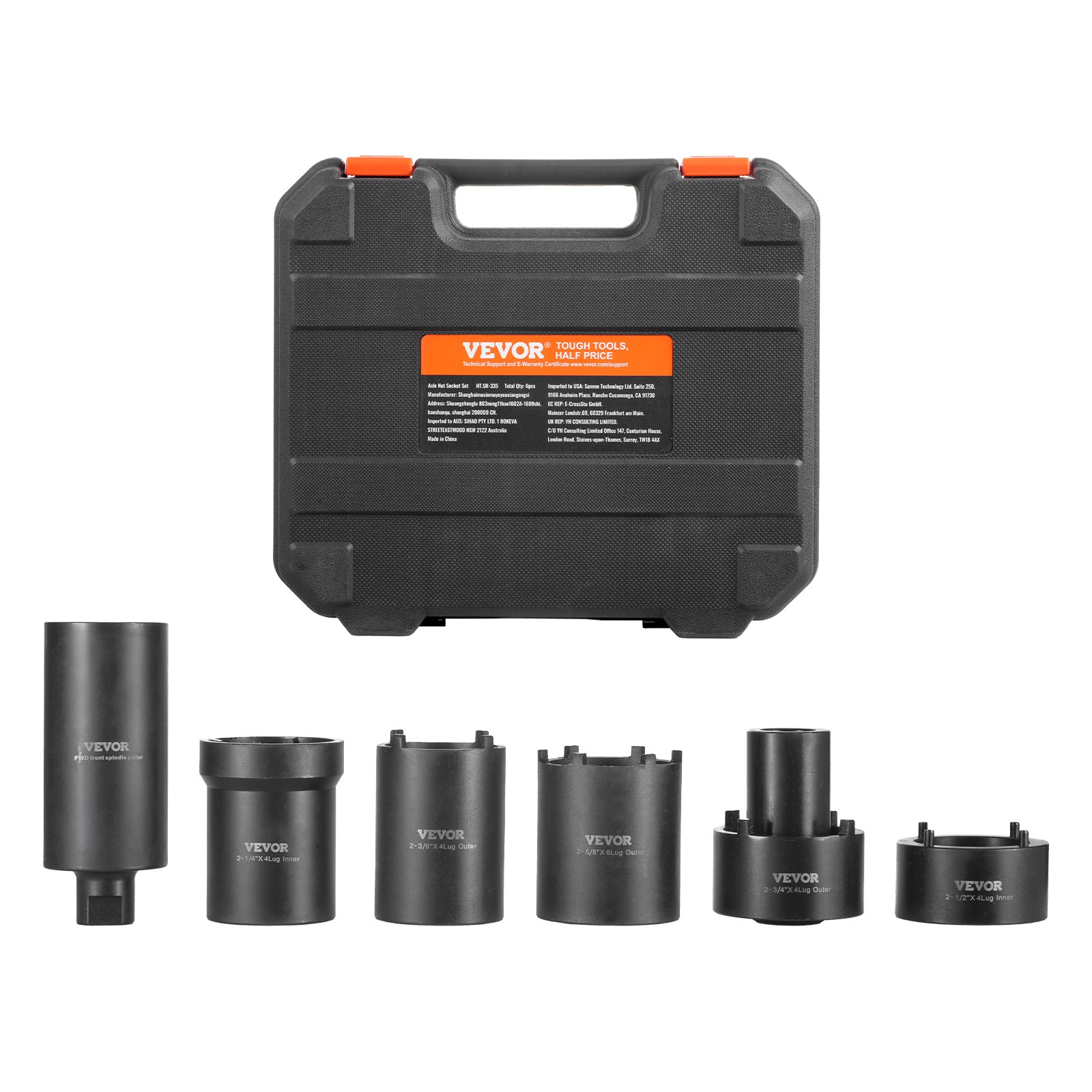 VEVOR 6 PCS Kit de Herramientas para Tuercas de Eje de 12,7 mm con Estuche de Almacenamiento, Removedor de Retenedores de Tuercas de Eje para Tuercas de Eje para Vehículos Toyota, Ford, 4WD y GM