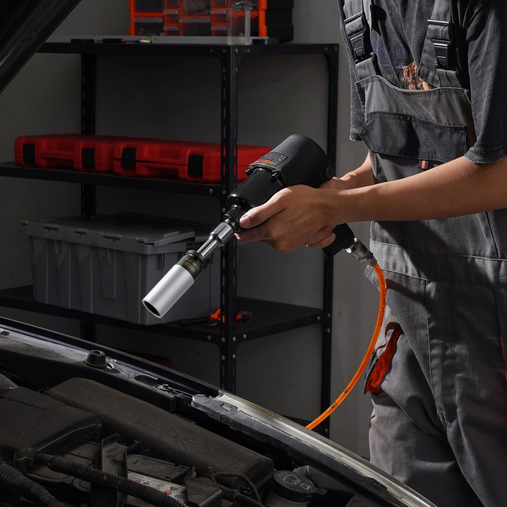 VEVOR Kit de Dados de Impacto para Tuercas de Rueda con Estuche de Almacenamiento y Barra de Extensión Kit de dados Profundos SAE de 6 Puntas y Métricos con Impulsión de 12,7 mm, 8 tamaños de tuercas