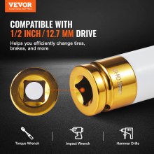 VEVOR Kit de Dados Profundos SAE de 6 Puntas y Métricos con Impulsión de 12,7 mm